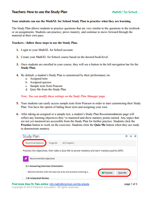 Teachers: How to Use the Study Plan